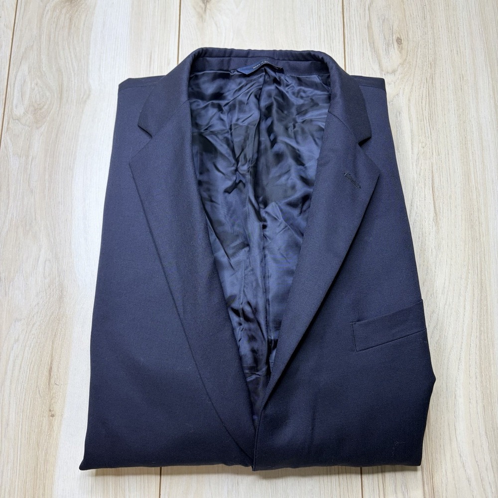 Brooks Brothers Madison Fit 100% Wool Blazer Gold Buttons Navy Blue 46R